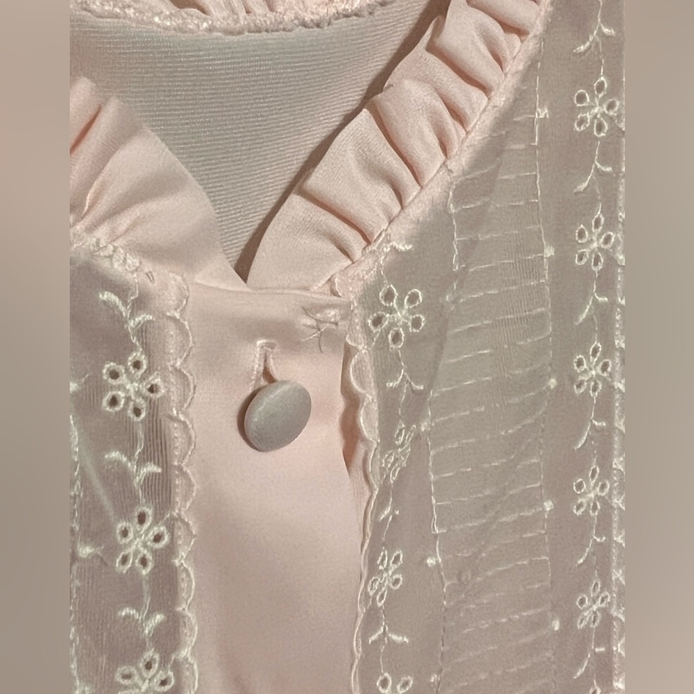 XS Vintage LORRAINE 1950s Pale Pink Robe Dressing House Gown - Picture 9 of 12